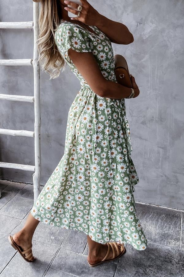 🔥Floral V-neck Wrapped Midi Dress