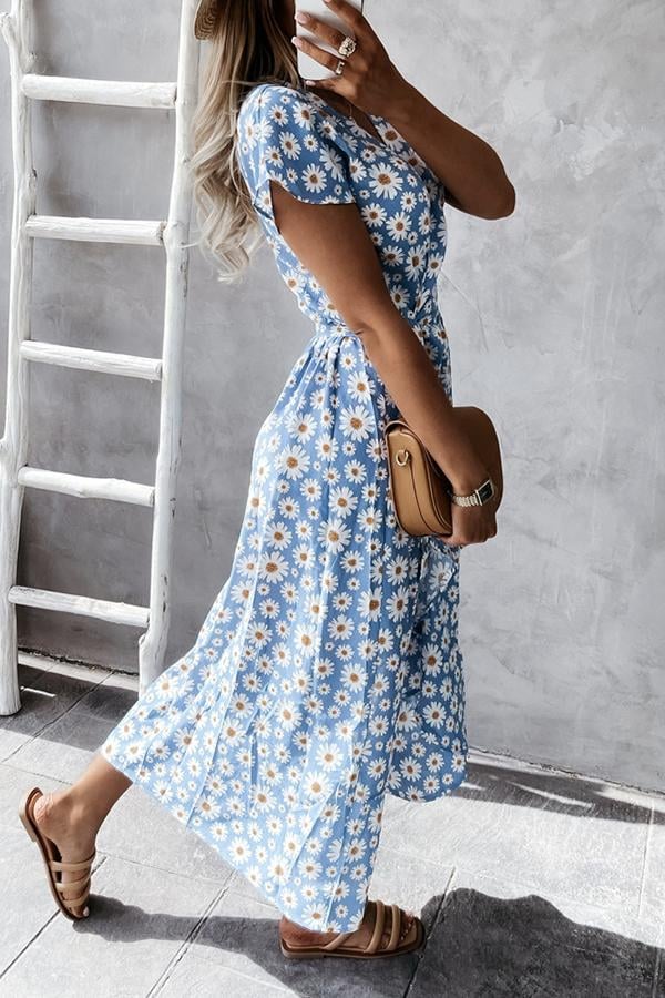 🔥Floral V-neck Wrapped Midi Dress