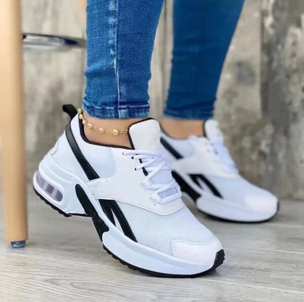 Women's Platform Sneakers Lace Up With Colors