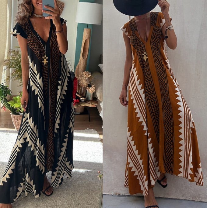 V-neck casual dress