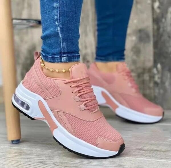 Women's Platform Sneakers Lace Up With Colors