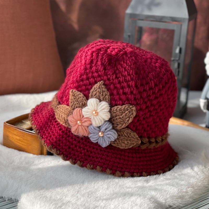 🎄Women's  Flowers Knitted Woolen Hat