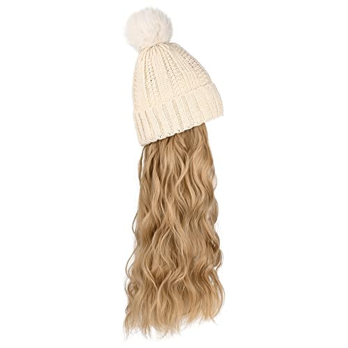 Hat Hair Extension Long Wavy Curly White Hat Wig