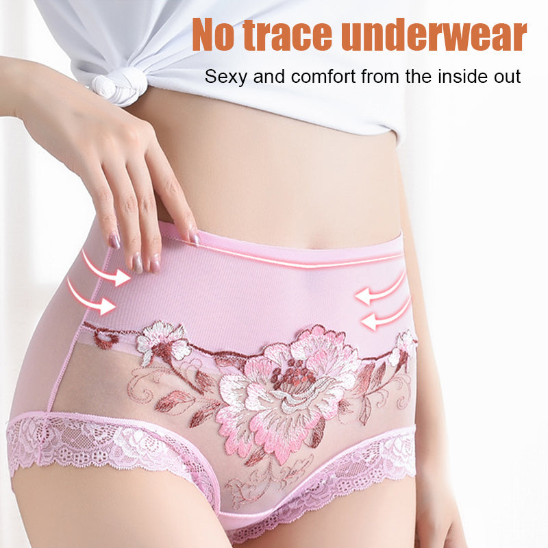 High Waist Premium Lace Embroidered Panties (5-Pack)