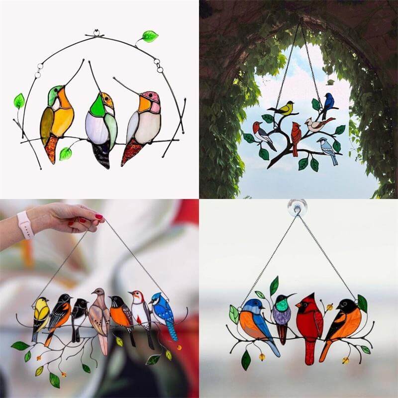Mother's Day DealsThe Best Gift-Birds Stained  Window  Panel Hangings