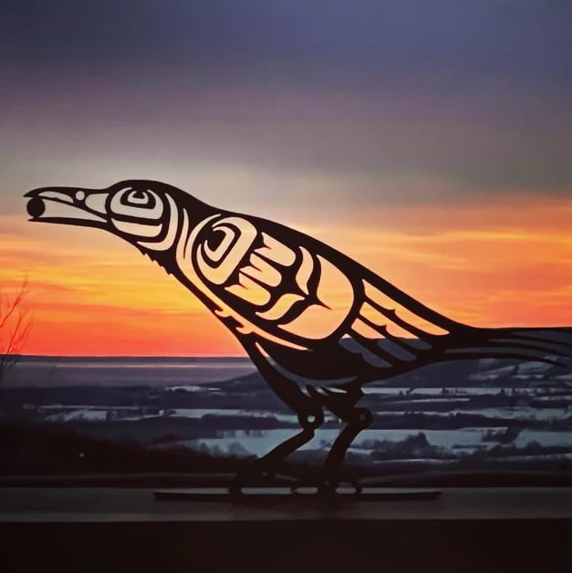 First Nations Native Steel Cut Raven with Berry