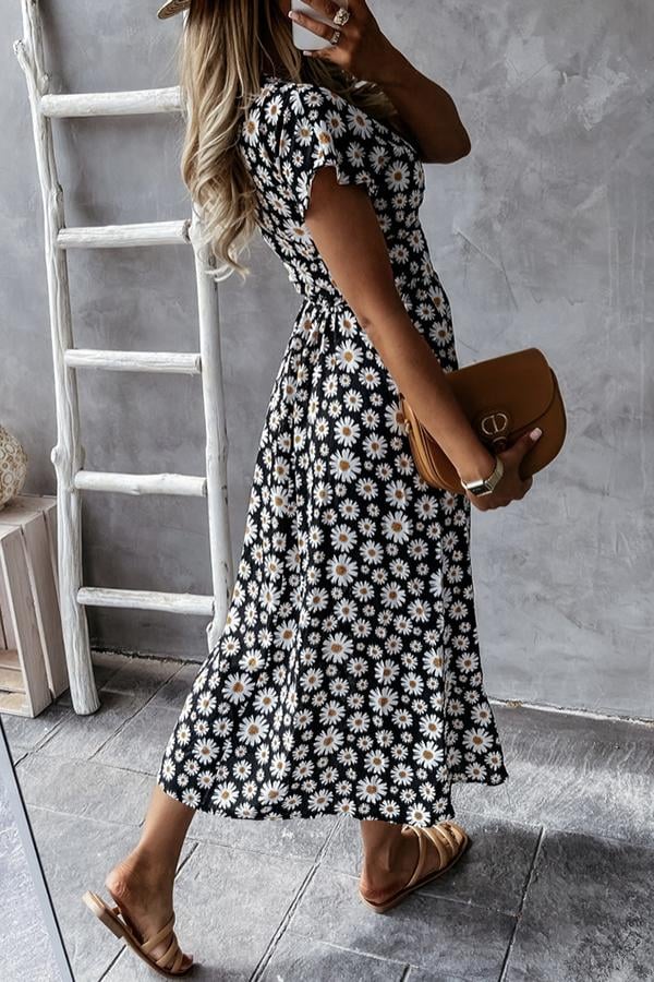 🔥Floral V-neck Wrapped Midi Dress